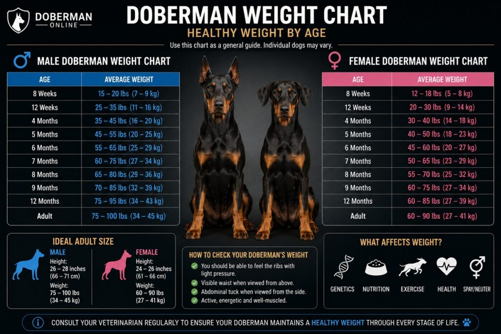 Doberman Weight Chart: Healthy Weight by Age