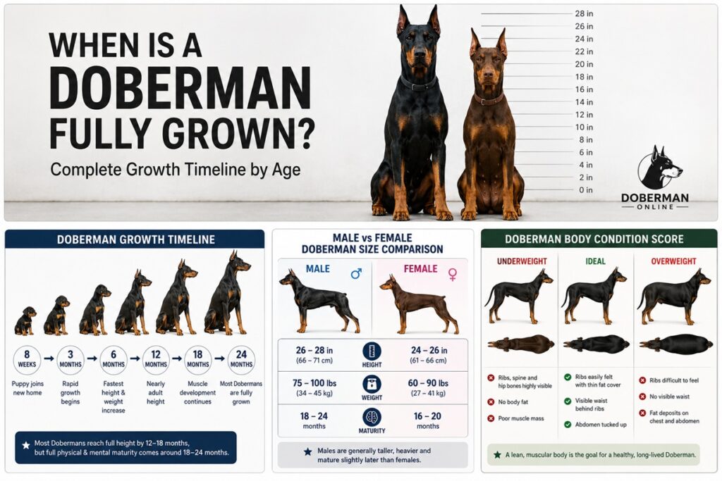 When Is a Doberman Fully Grown? Complete Growth Timeline by Age (2026 Guide)