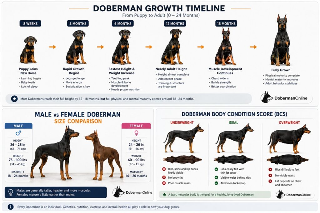 Doberman Growth From 8 Weeks to 6 Months